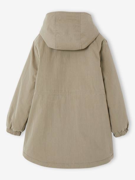 Parka à capuche 3 en 1 mi-saison fille avec coupe-vent amovible kaki+rose 2 - vertbaudet enfant 