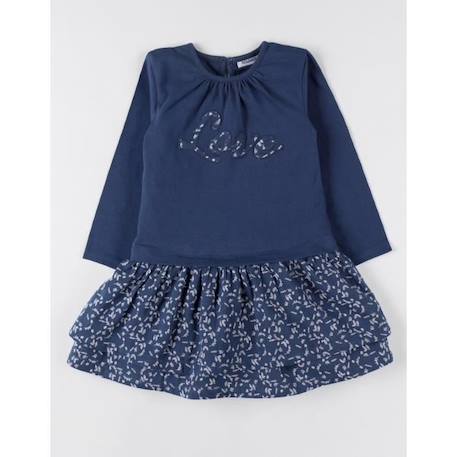 Robe bi-matière à manches courtes BLEU 3 - vertbaudet enfant 