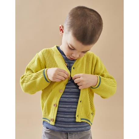 Garçon-Cardigan en tricot BIO, vert acidulé