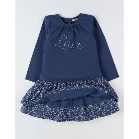 Robe bi-matière à manches courtes BLEU 4 - vertbaudet enfant 