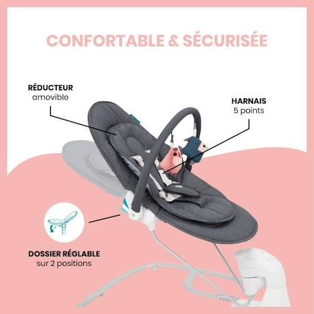Babymoov Balancelle électrique bébé Swoon Touch - Télécommande incluse GRIS 5 - vertbaudet enfant 