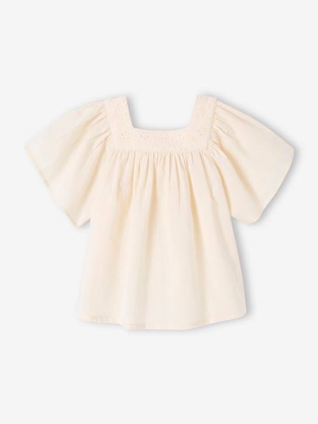 Blouse encolure carrée en broderie anglaise bébé écru+framboise+vert sauge 2 - vertbaudet enfant 