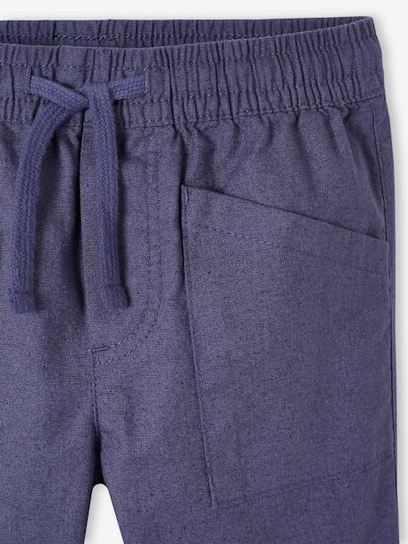 Pantalon large charpentier en coton/lin facile à enfiler garçon bleu ardoise 3 - vertbaudet enfant 