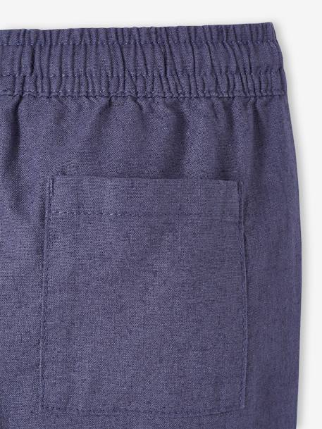 Pantalon large charpentier en coton/lin facile à enfiler garçon bleu ardoise 4 - vertbaudet enfant 