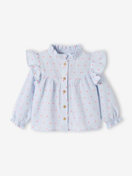 Blouse à volants bébé bleu ciel 1 - vertbaudet enfant 