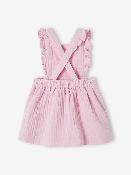 Robe-salopette en gaze de coton bébé caramel+lilas+vert céladon+vieux rose 6 - vertbaudet enfant 