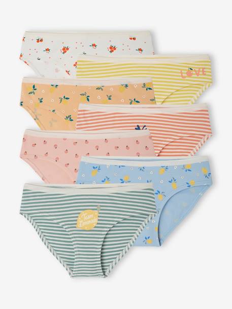 Lot de 7 culottes fruits d'été fille en coton bio corail 1 - vertbaudet enfant 