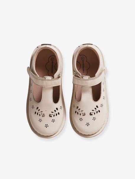 Salomés cuir fille collection maternelle écru+or+rose 4 - vertbaudet enfant 