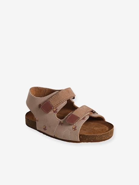 Sandales scratchées en cuir bébé garçon beige imprimé+marron+rouge 1 - vertbaudet enfant 