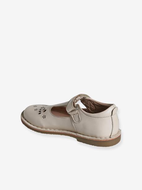 Salomés cuir fille collection maternelle écru+or+rose 3 - vertbaudet enfant 