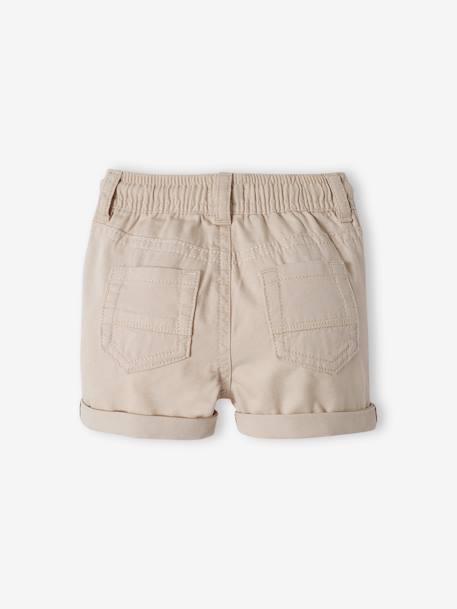 Short sergé taille élastiquée bébé garçon beige+camel+vert de gris 2 - vertbaudet enfant 