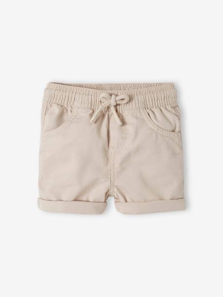 Short sergé taille élastiquée bébé garçon beige+camel+vert de gris 1 - vertbaudet enfant 