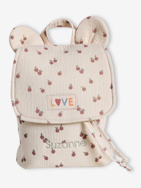 Sac à dos personnalisable pommes taupe 1 - vertbaudet enfant 