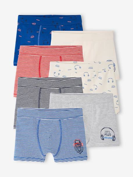 Lot de 7 boxers stretch ours garçon en coton bio bleu roi 1 - vertbaudet enfant 