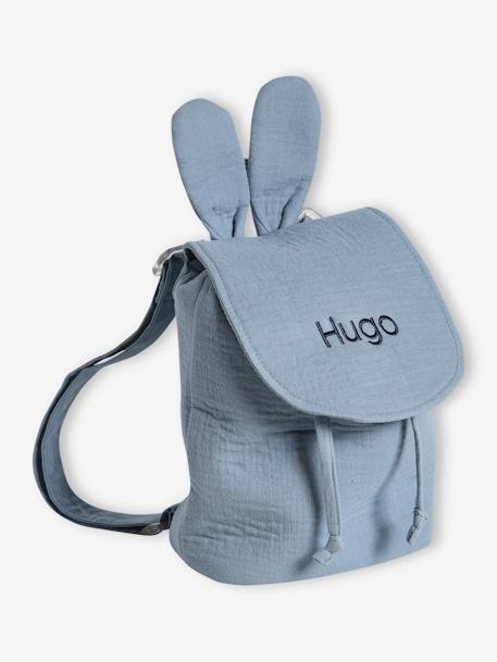 Sac à dos personnalisable en gaze de coton bleu grisé+taupe 3 - vertbaudet enfant 