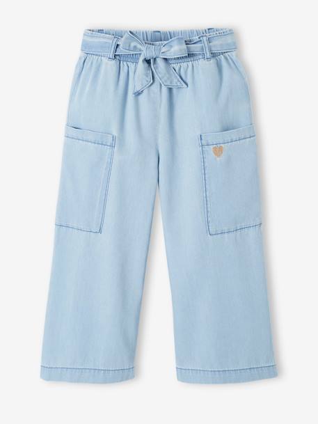 Pantacourt large en chambray fille facile à enfiler  - vertbaudet enfant