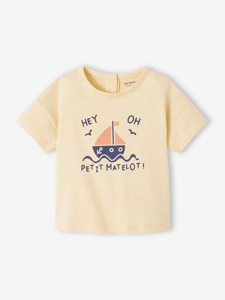 T-shirt bébé à motif en coton bio manches courtes beige+jaune pâle+vert d'eau 6 - vertbaudet enfant 