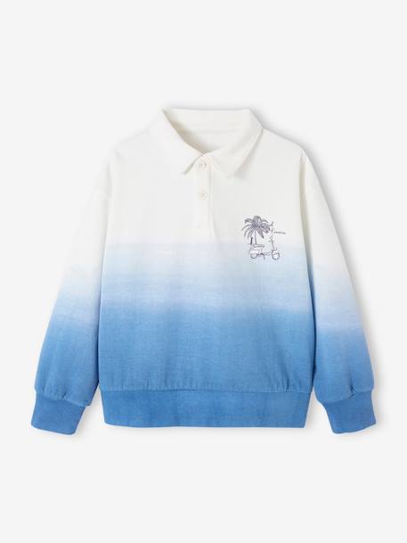 Sweat col polo effet deep dye garçon bleu azur 2 - vertbaudet enfant 