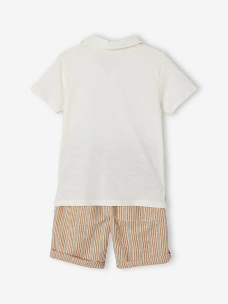 Ensemble cérémonie polo et short garçon rayé blanc 4 - vertbaudet enfant 