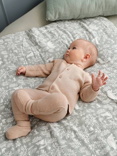 Ensemble 3 pièces en tricot : cardigan, pantalon et chaussons naissance beige chiné 10 - vertbaudet enfant 