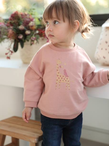 Sweat basics en molleton bébé blush+jaune pâle 1 - vertbaudet enfant 