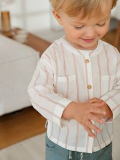 Chemise rayée col mao bébé en gaze de coton  - vertbaudet enfant