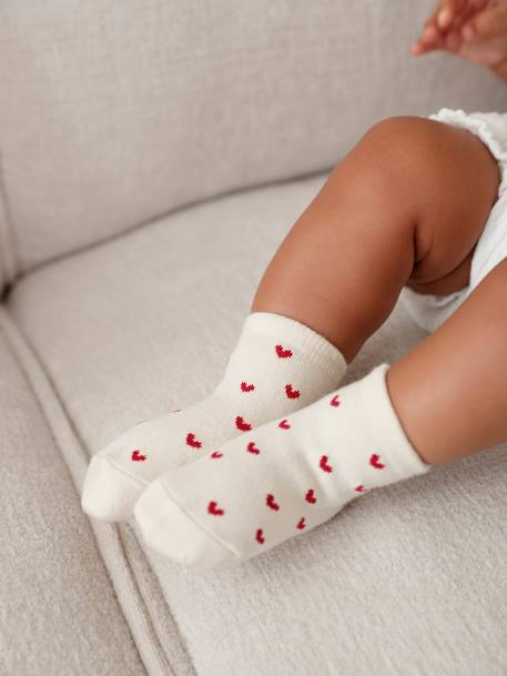 Lot de 3 paires de chaussettes coeurs bébé fille écru 4 - vertbaudet enfant 