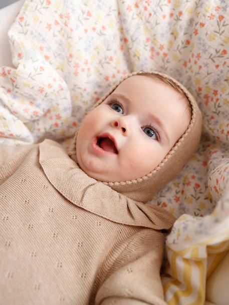 Barboteuse en tricot bébé manches longues et son béguin  - vertbaudet enfant