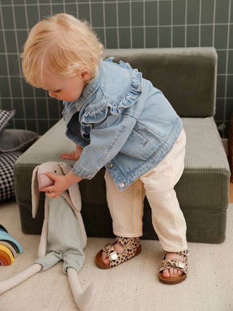 Veste volantée en denim bébé denim bleached 6 - vertbaudet enfant 