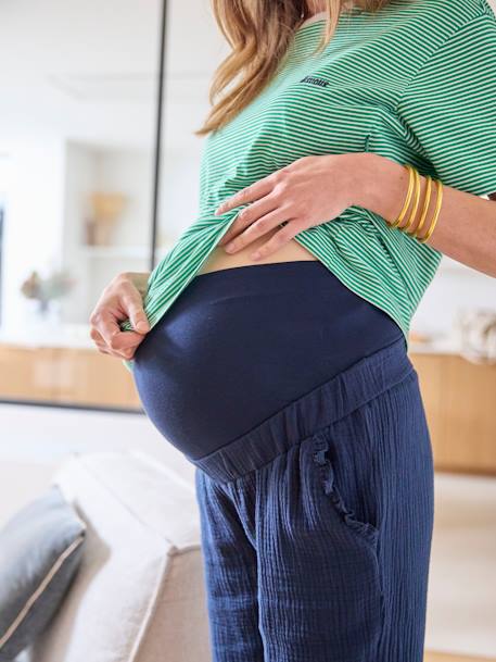 Pantalon de grossesse en gaze de coton marine+terracotta+Vert 5 - vertbaudet enfant 