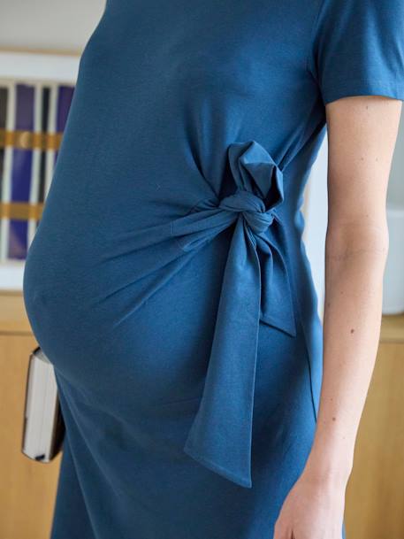 Robe courte à noeud future maman bleu océan 4 - vertbaudet enfant 