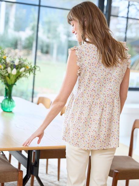 Blouse fluide sans manches grossesse et allaitement écru+gris imprimé 2 - vertbaudet enfant 