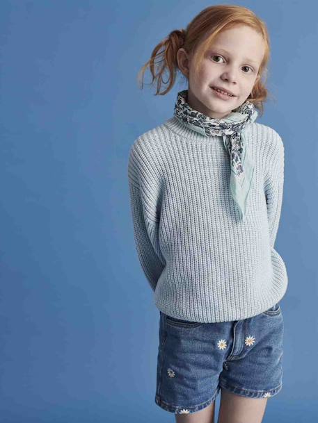 Short en jean brodé fleurs fille stone 1 - vertbaudet enfant 