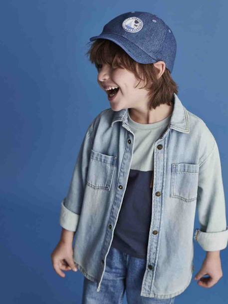 Chemise en jean garçon personnalisable denim black+denim bleached+stone 8 - vertbaudet enfant 