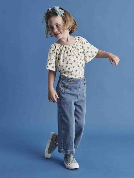 Pantacourt large ouverture à pont fille denim brut+double stone 8 - vertbaudet enfant 