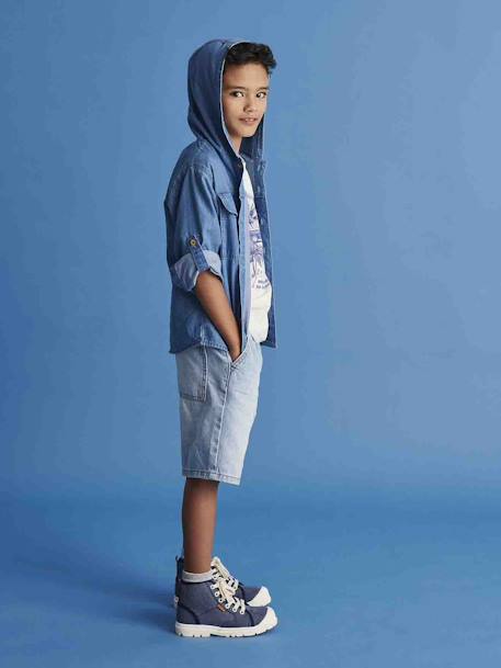 Chemise à capuche en denim léger garçon double stone 6 - vertbaudet enfant 