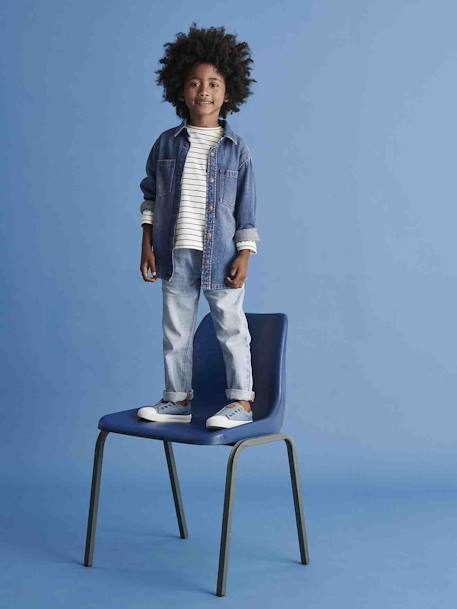 Jean large facile à enfiler garçon denim bleached+denim gris+stone 6 - vertbaudet enfant 