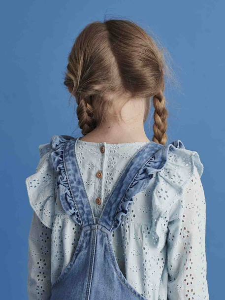 Blouse à volants en broderie anglaise fille bleu ciel+corail+écru 7 - vertbaudet enfant 