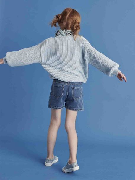 Short en jean brodé fleurs fille stone 5 - vertbaudet enfant 