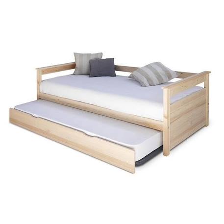 Lit gigogne en bois massif avec 2 matelas Izao - 90x200 cm MARRON 2 - vertbaudet enfant 