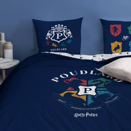 Housse de couette et taie d'oreiller 2 places 100% coton Harry Potter Blason 240x220 BLEU 1 - vertbaudet enfant 