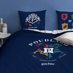 -Housse de couette et taie d'oreiller 2 places 100% coton Harry Potter Blason 240x220