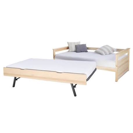 Lit gigogne en bois massif avec 2 matelas Izao - 90x200 cm MARRON 3 - vertbaudet enfant 