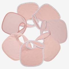 Puériculture-Repas-Lot de 7 bavoirs - TROIS KILOS SEPT - Rose - Naissance - 27 x 19 cm - 75% coton 25% polyester