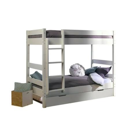 Lit superposé séparable en bois massif - Aaron - Sommier gigogne et matelas inclus - Blanc 90x190 cm BLANC 1 - vertbaudet enfant 