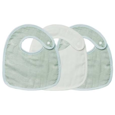 Lot de 3 bavoirs - TROIS KILOS SEPT - Naissance - Coton - Blanc et vert sauge BLANC 1 - vertbaudet enfant 