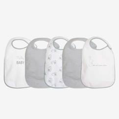 Lot de 5 bavoirs 1er âge - TROIS KILOS SEPT - 4-12 mois - Gris - 38x24 cm  - vertbaudet enfant