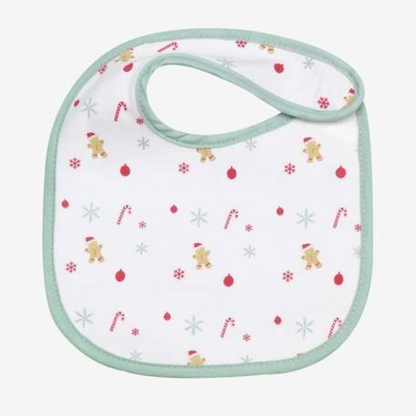 Lot de 2 bavoirs 0-4 mois (Naissance) Rouge - TROIS KILOS SEPT - Attache scratch - Coton - Motifs de Noël BLANC 4 - vertbaudet enfant 