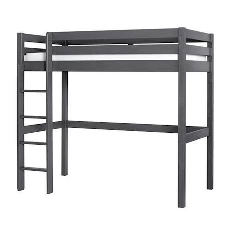 Lit mezzanine en bois massif certifié FSC® pin avec matelas HD 20kg/m3 - Gris anthracite - 90x190 cm GRIS 1 - vertbaudet enfant 