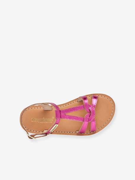 Sandales cuir enfant Backle LES TROPEZIENNES® PAR M. BELARBI fuchsia+turquoise 3 - vertbaudet enfant 